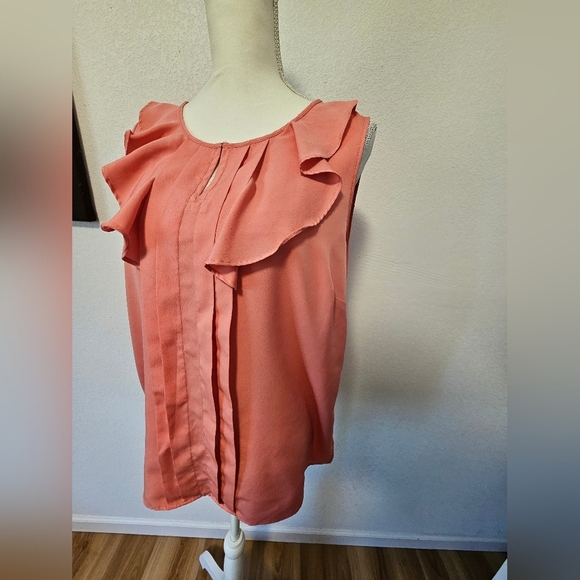 Liz Claiborne Career Peach Sleeveless Blouse Women's Size Large - Picture 8 of 9